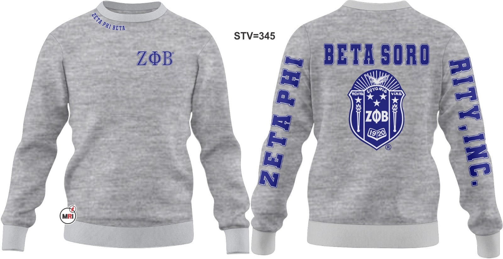 Zeta Phi Beta Sorority White Shield newest Crew! New!