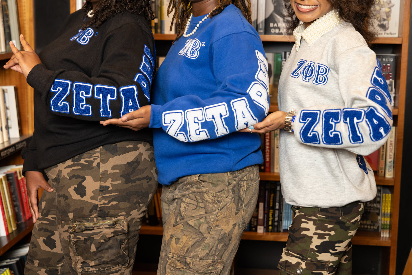 Zeta Phi Beta Sorority, Inc. Chenille Back Design Sweatshirt (blue)