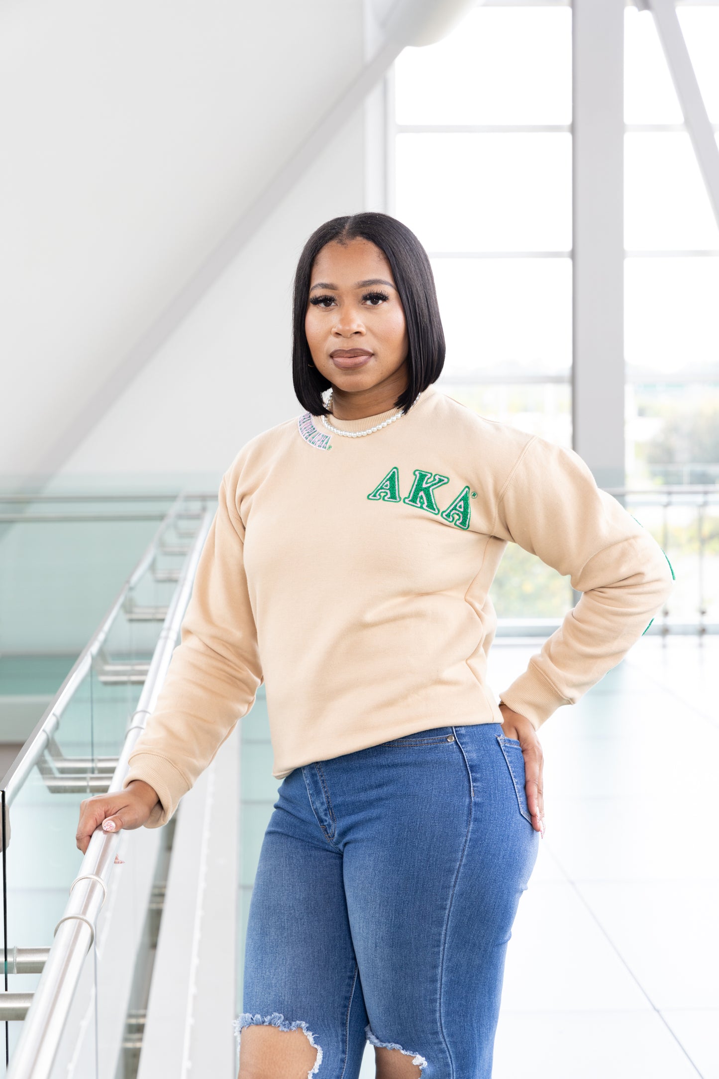 Alpha Kappa Alpha Sorority, Inc. CHENILLE BACK DESIGN (TAN)