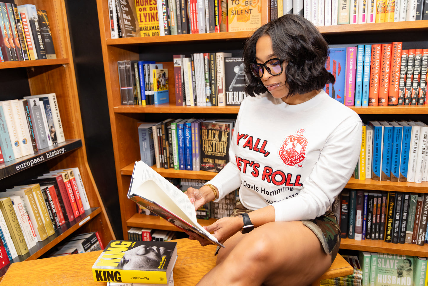 Delta Sigma Theta Sorority, Inc. Y'all Long Sleeve T-shirt (WHITE)