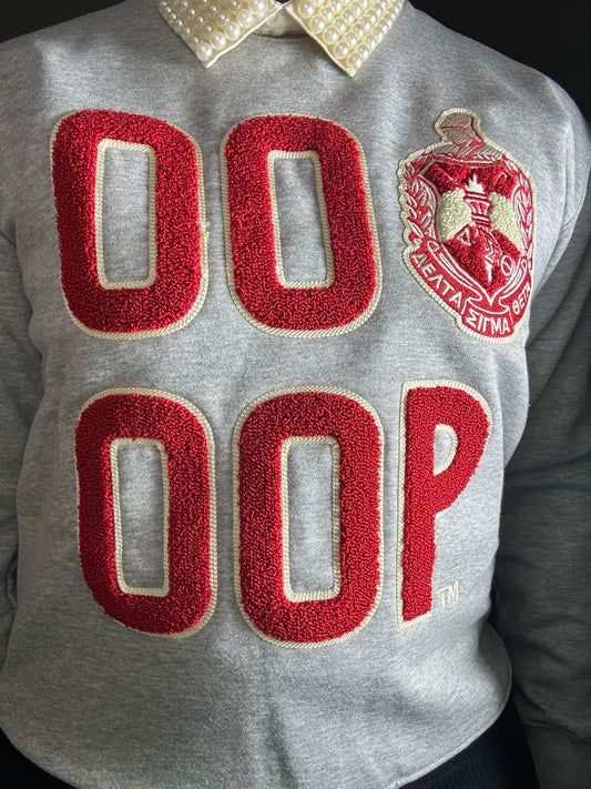 Delta Sigma Theta Sorority, Inc. OP OOP CHENILLE SWEATSHIRT (heather grey)