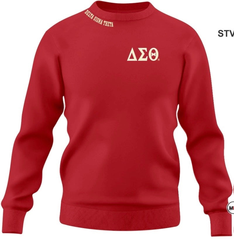 Delta Sigma Theta Sorority, Inc. CHENILLE BACK DESIGN SWEATSHIRT(Crimson & cream)