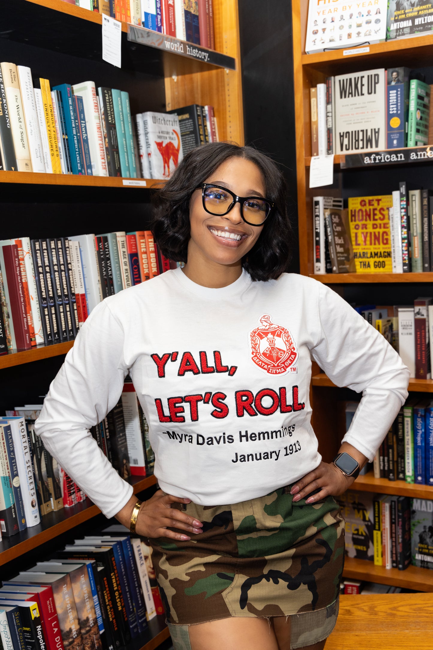 Delta Sigma Theta Sorority, Inc. Y'all Long Sleeve T-shirt (WHITE)