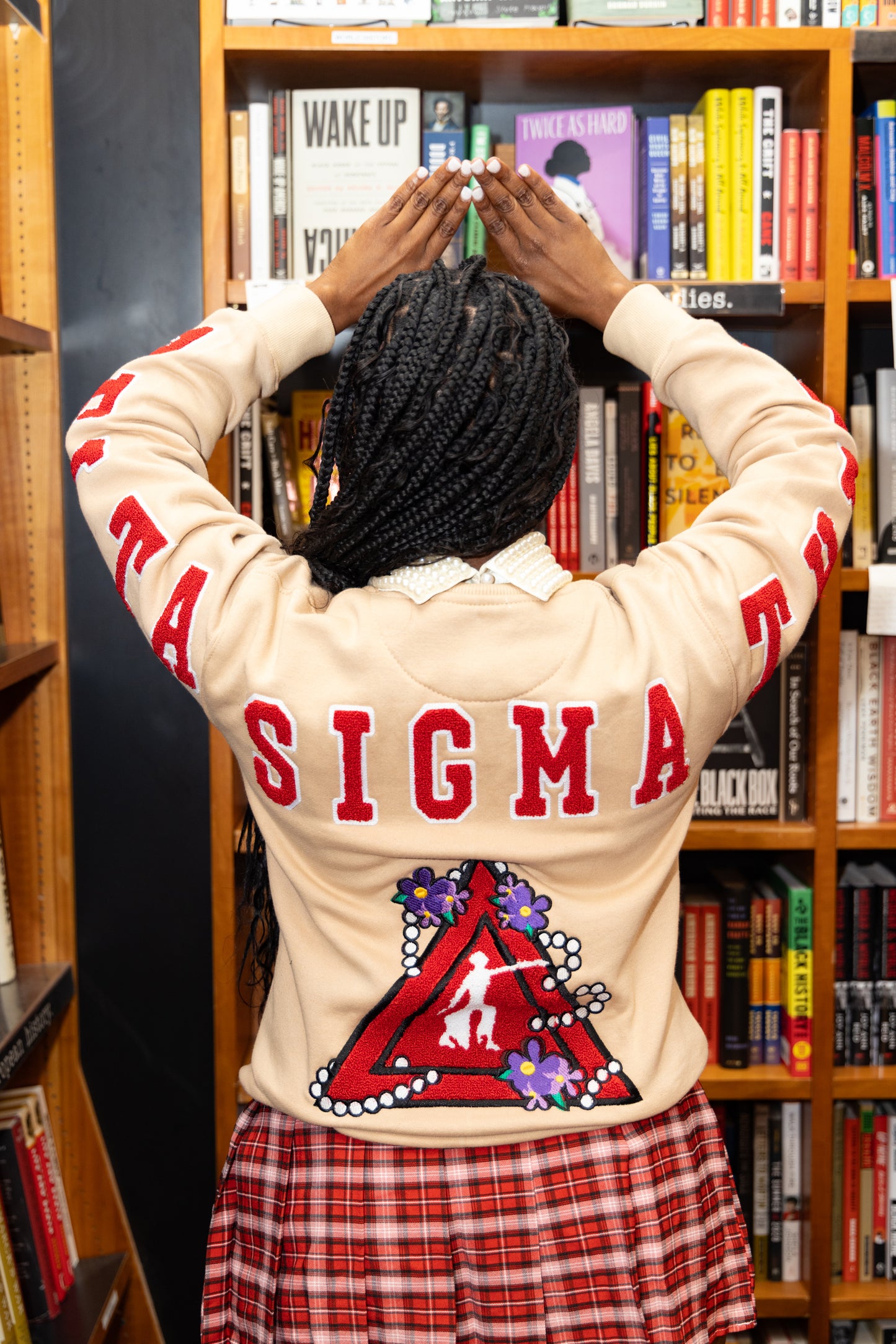 Delta Sigma Theta Sorority, Inc. CHENILLE BACK DESIGN SWEATSHIRT (TAN)