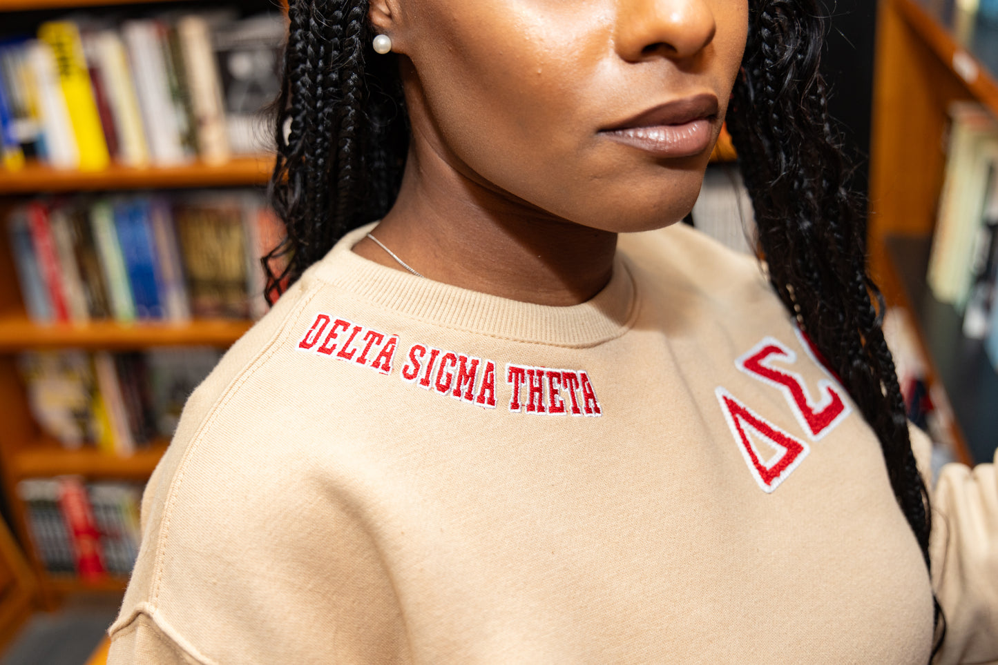 Delta Sigma Theta Sorority, Inc. CHENILLE BACK DESIGN SWEATSHIRT (TAN)