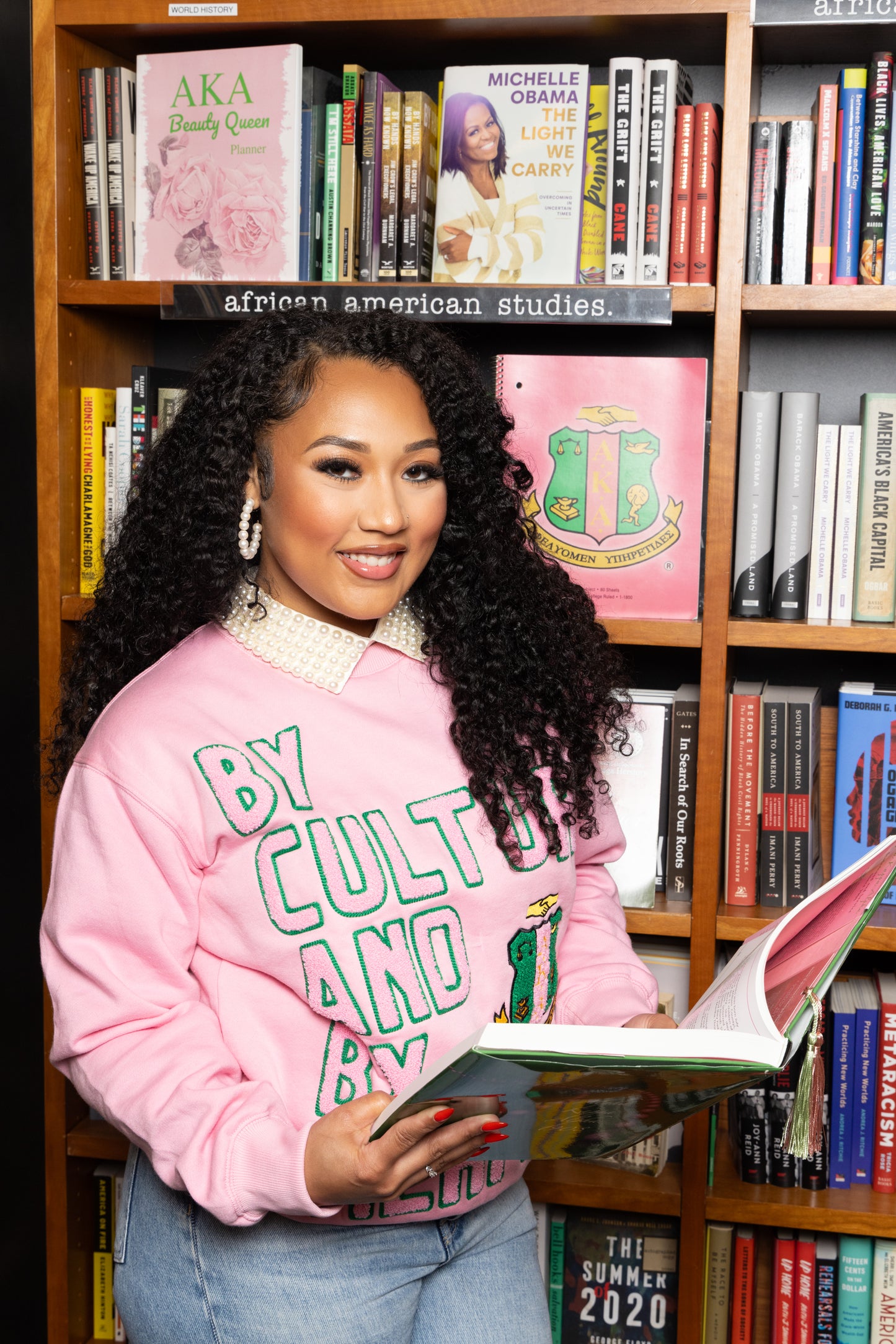 Alpha Kappa Alpha Sorority, Inc. BY CULTURE AND BY MERIT CHENILLE SWEATSHIRT (PINK)